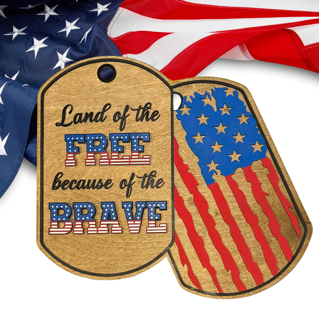 🇺🇸 Veteran Dog Tag Door Hanger | Patriotic Wooden Military Sign 🎖️